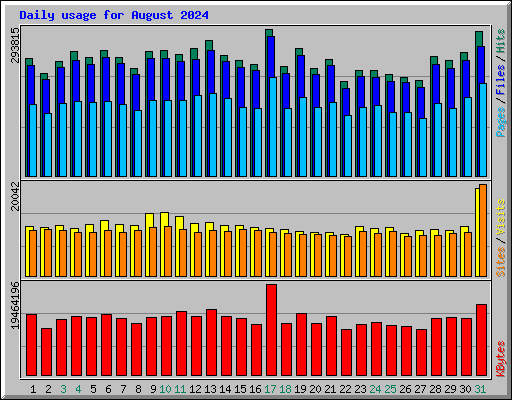 Daily usage for August 2024